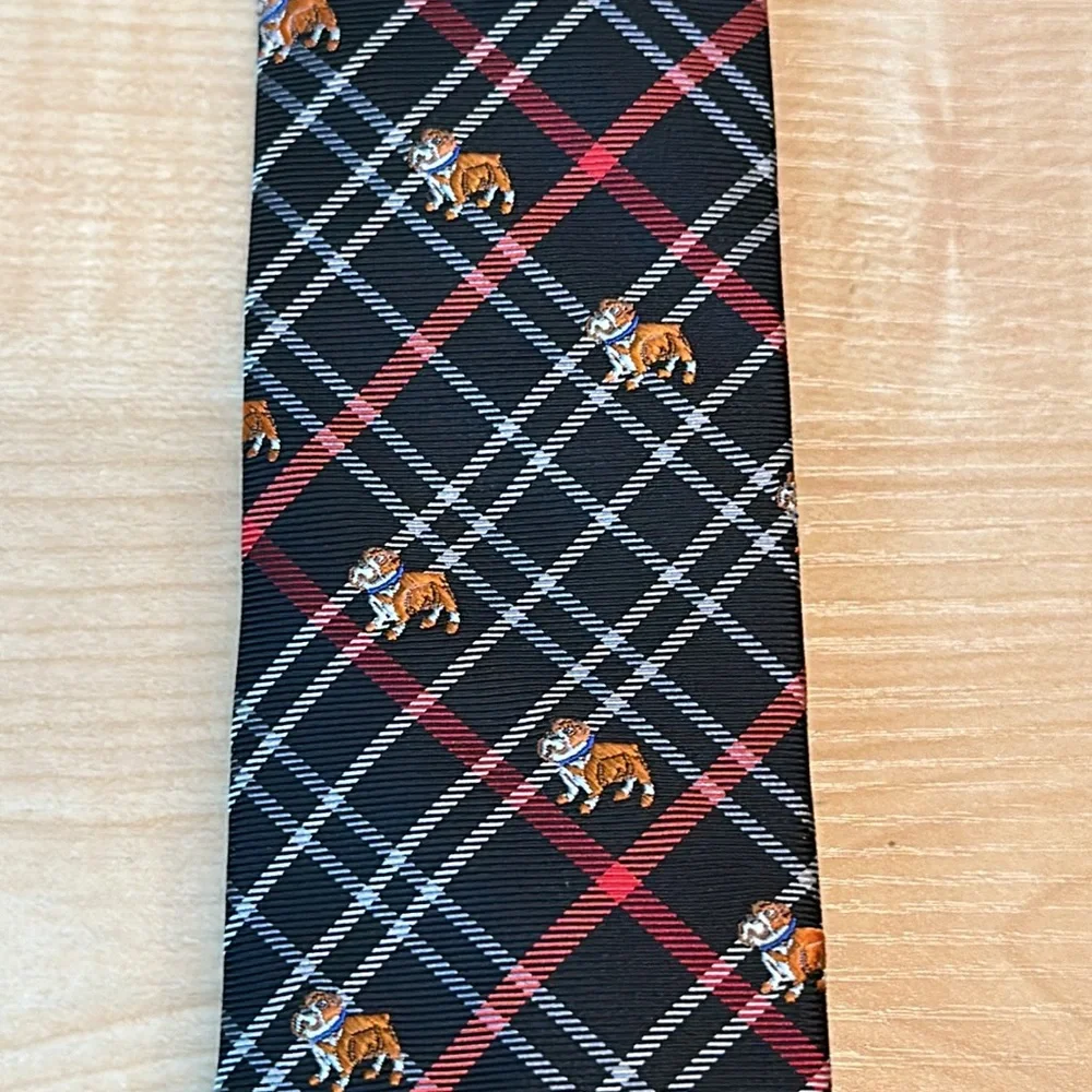 Lauren Bulldog Black/Red Plaid Classic Tie